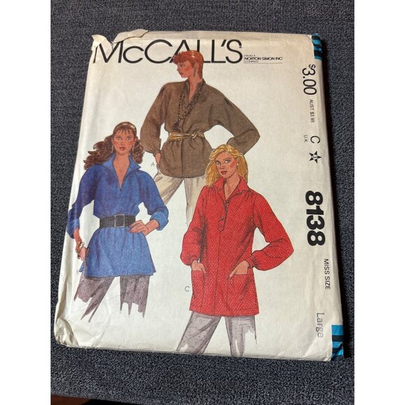 McCalls 8138 Misses Tunic Sewing Pattern 1982 Uncut Size Large - Picture 5 of 5